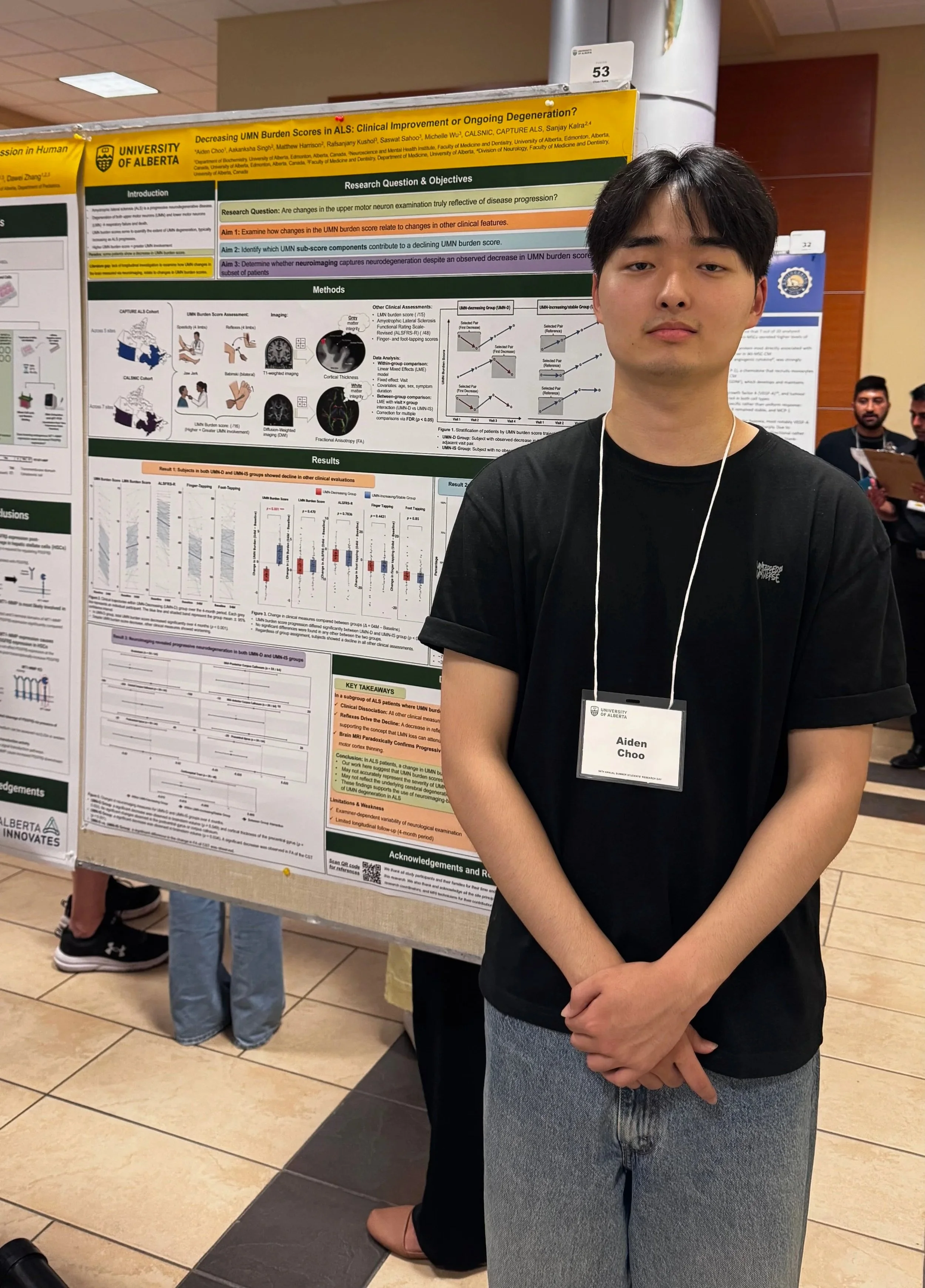 Aiden presenting his poster at the FoMD Annual Summer Students' Research Day. Nice work, Aiden!