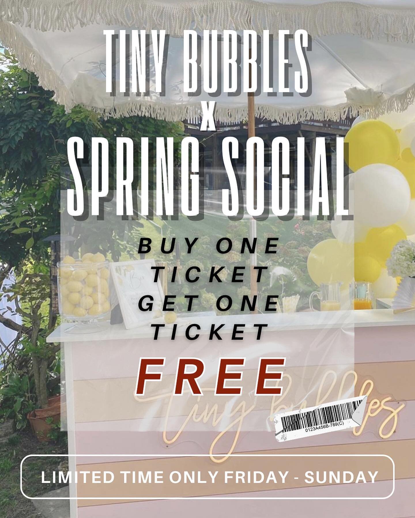 THIS WEEKEND ONLY! 🍾

Enjoy BOGO tickets for the second annual Spring Social starting at 9am Friday, 5/5- Sunday, 5/7. Use code BOGOFREE at check out 🌷

Visit @springsocialharford for link to tickets in bio. Reach out  to us for more details! 

See