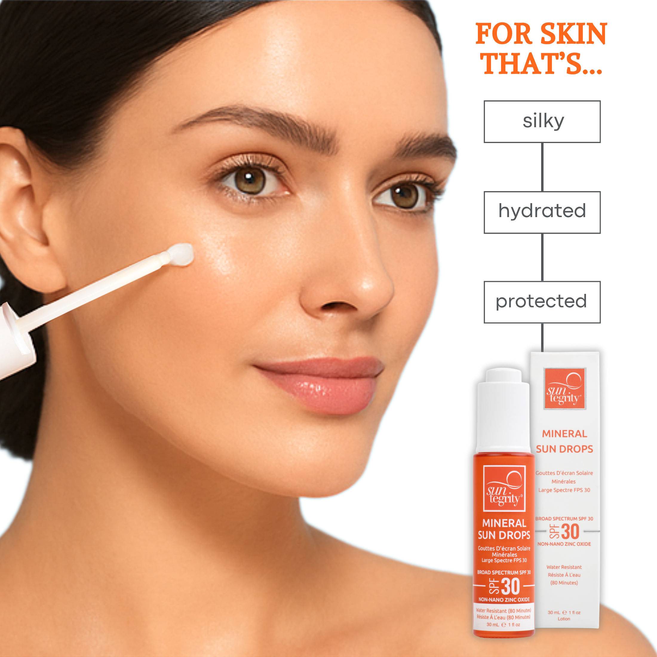 Mineral Sun Drops from Suntegrity are a dewy clean option for SPF protection.