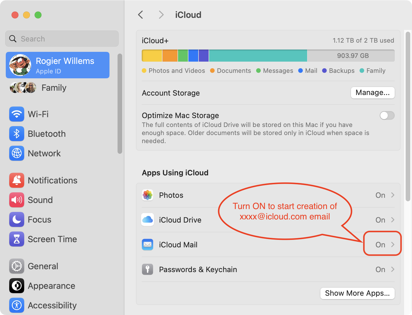 System preferences > iCloud Mail > ON.png