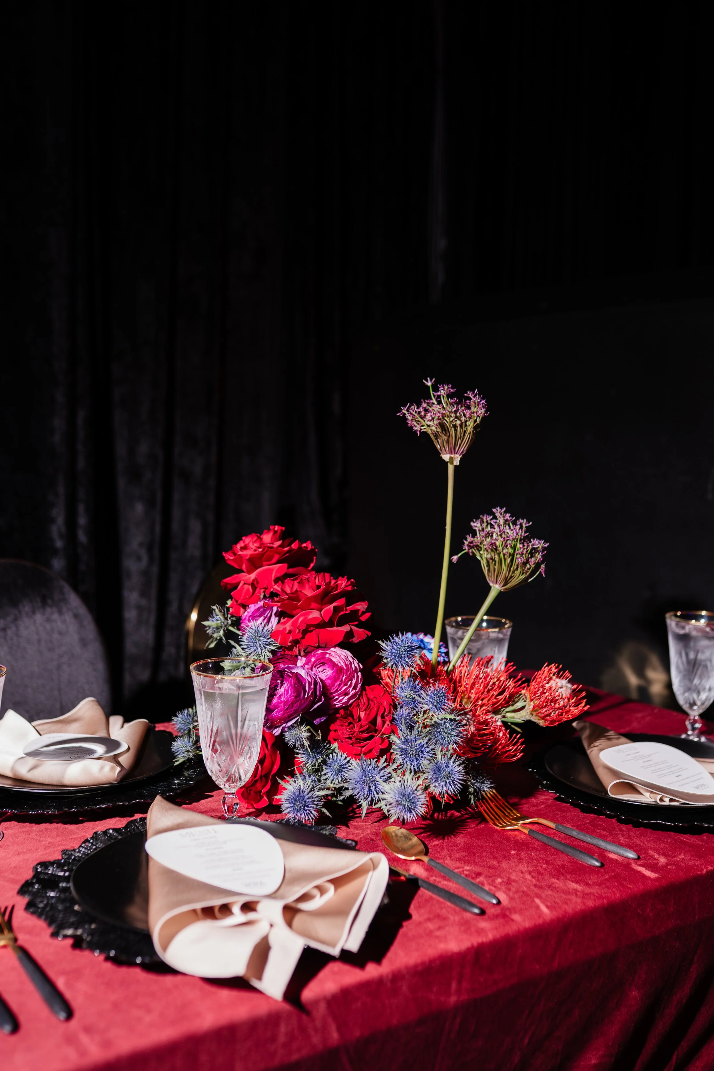 Contemporary edgy centerpieces corporate gala