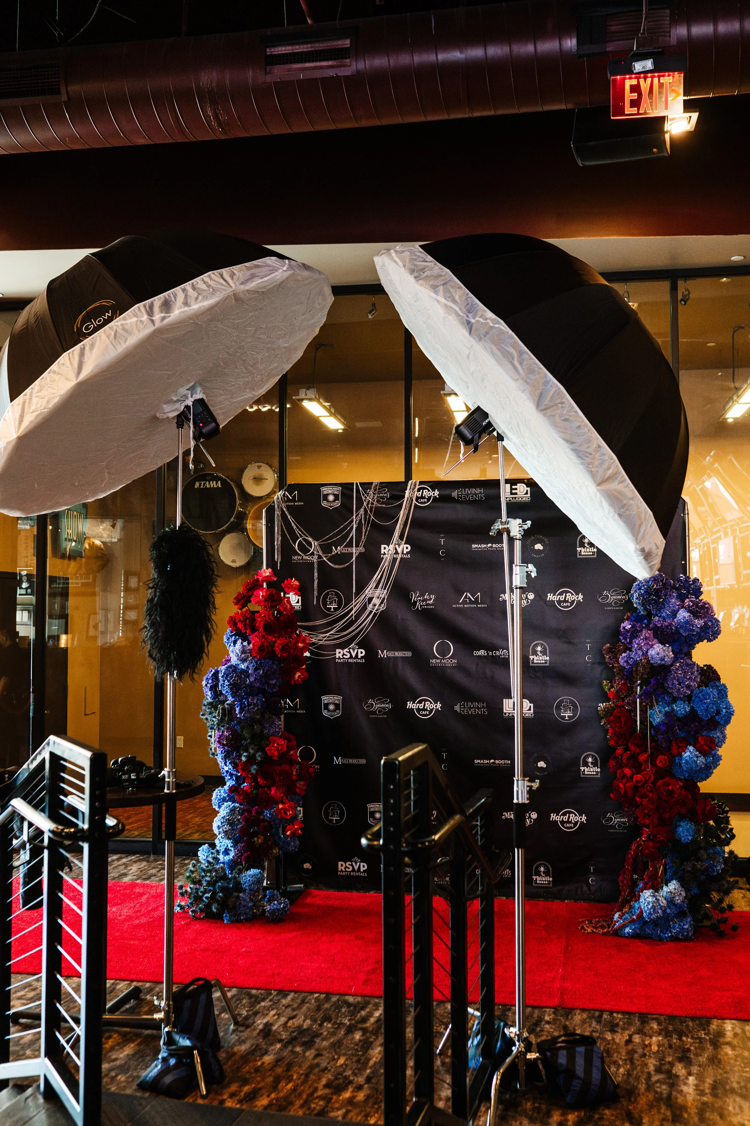Corporate Event Step and Repeat Floral Installation Hard Rock Cafe