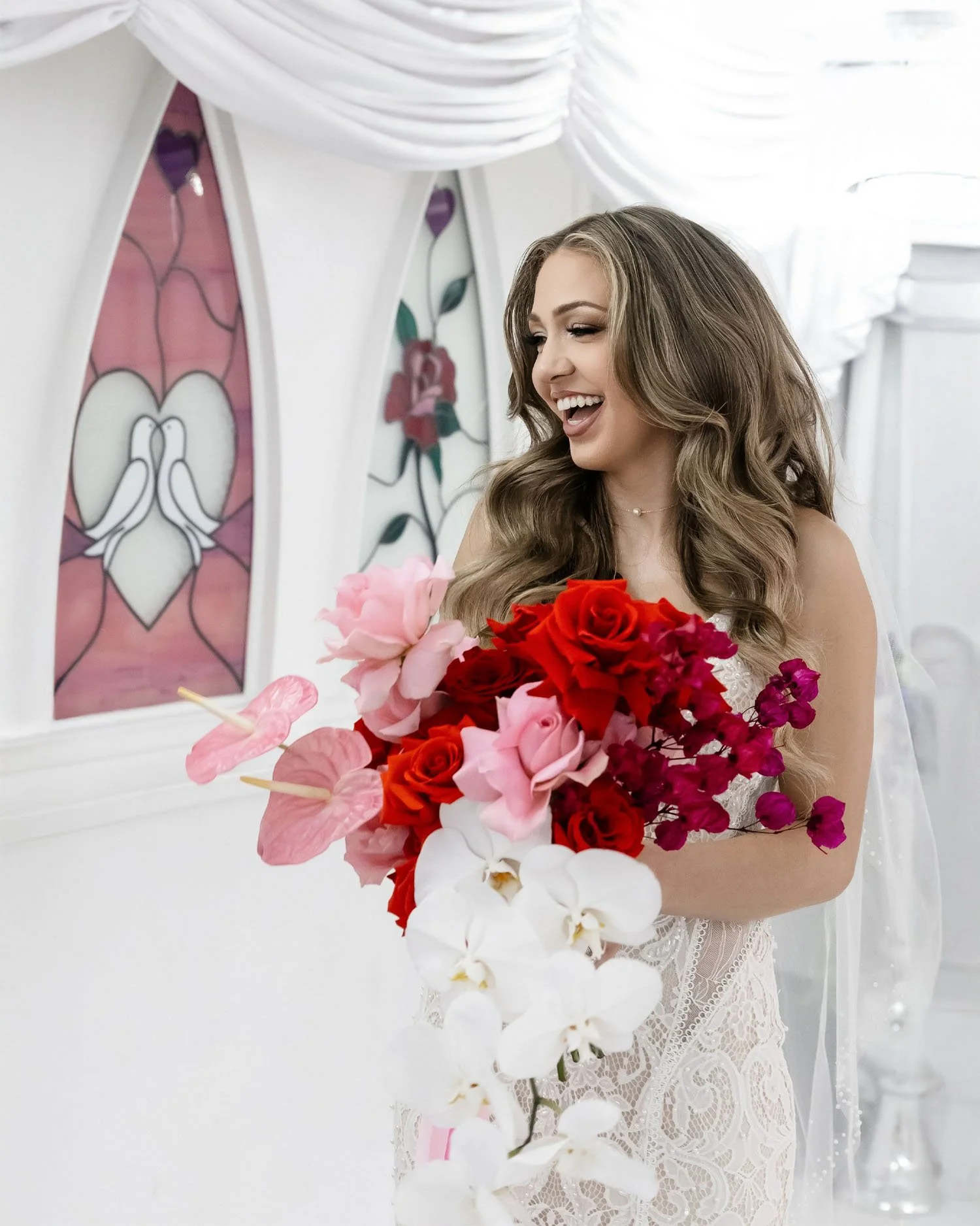 Las Vegas Wedding Flowers and Happy Bride