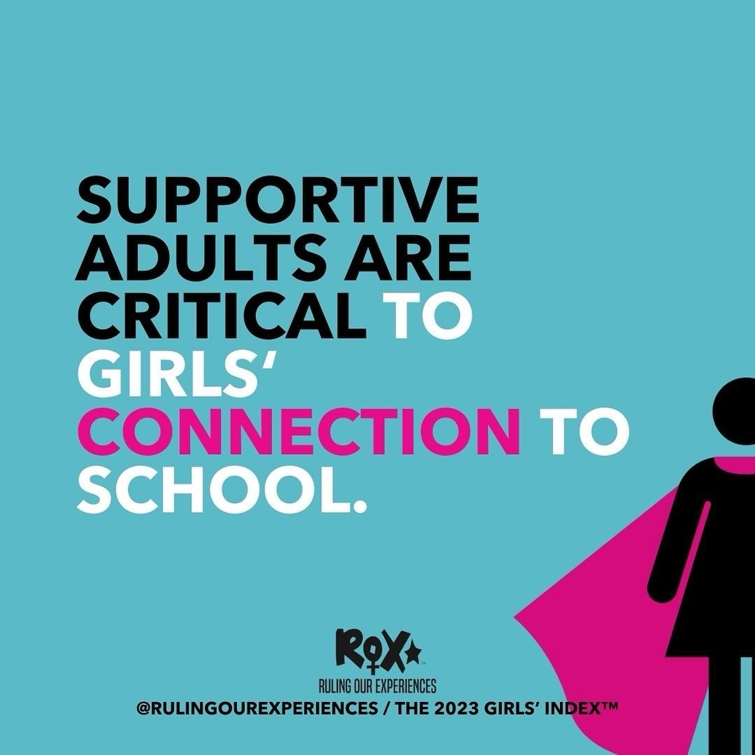 Supportive adults are critical to girls&rsquo; connection at school.
⠀⠀⠀⠀⠀⠀⠀⠀⠀
The Girls&rsquo; Index&trade; results show that girls who have adults at school who care about them are 65% more likely to enjoy school and 76% more likely to feel like th