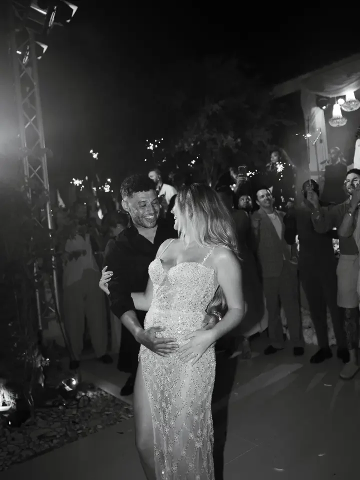 Perrie Edwards in her second embellished wedding gown similar styles available at The Aisle Skipton
