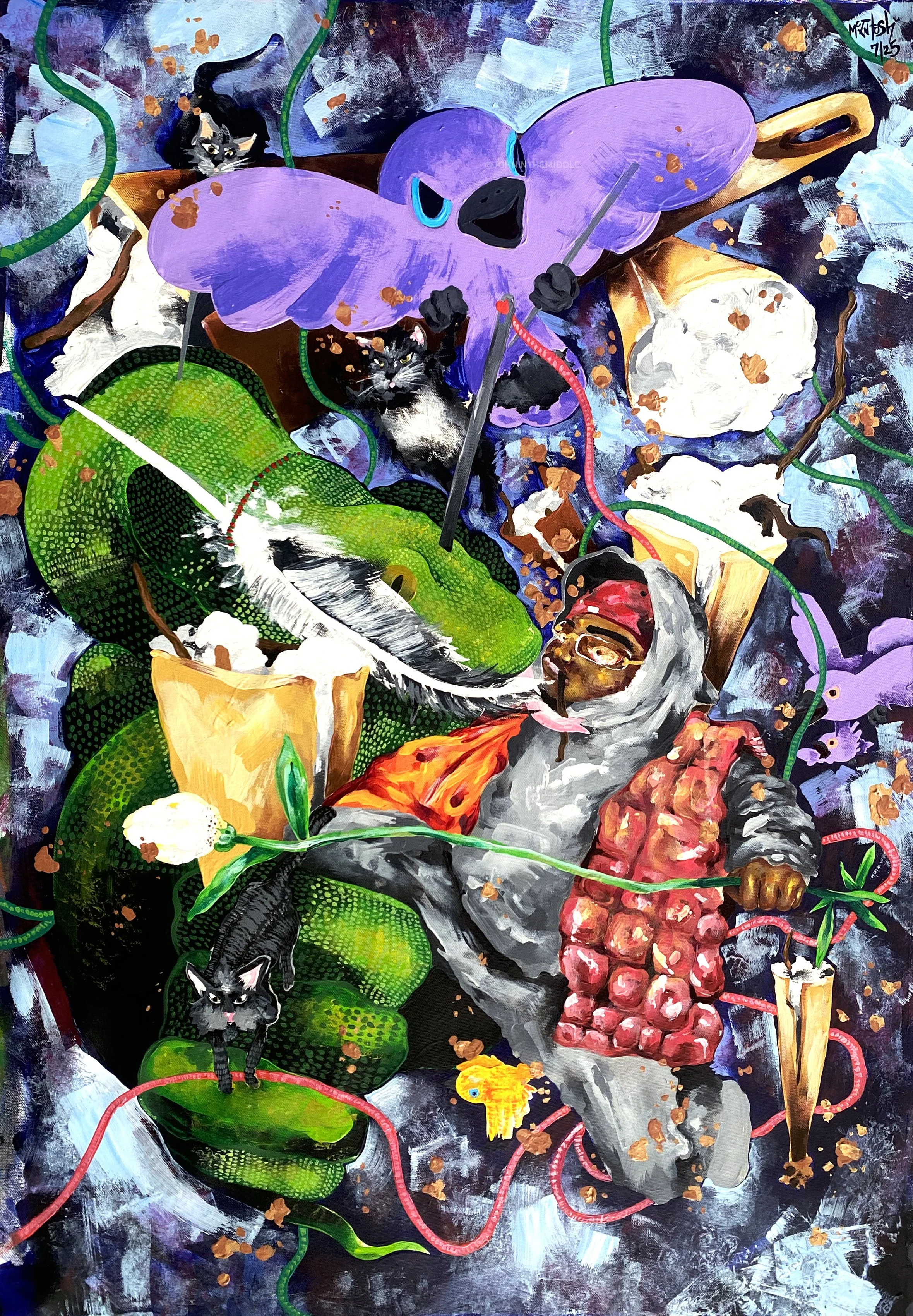 When Duppees Gossip 
24 in by 36 in 
Acrylic 
Memphis, US
2025