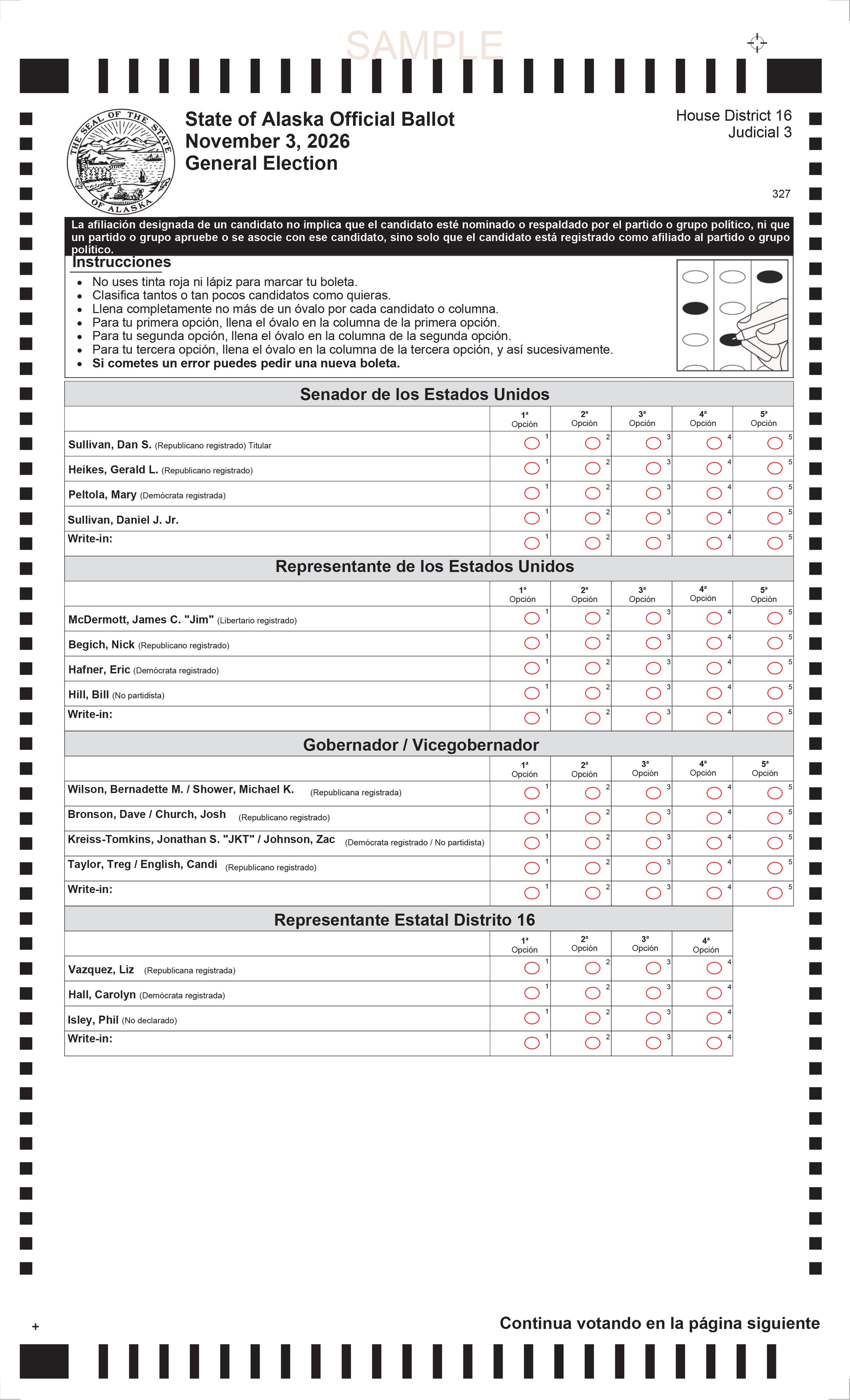 Spanish HD16-JD1 Ballot