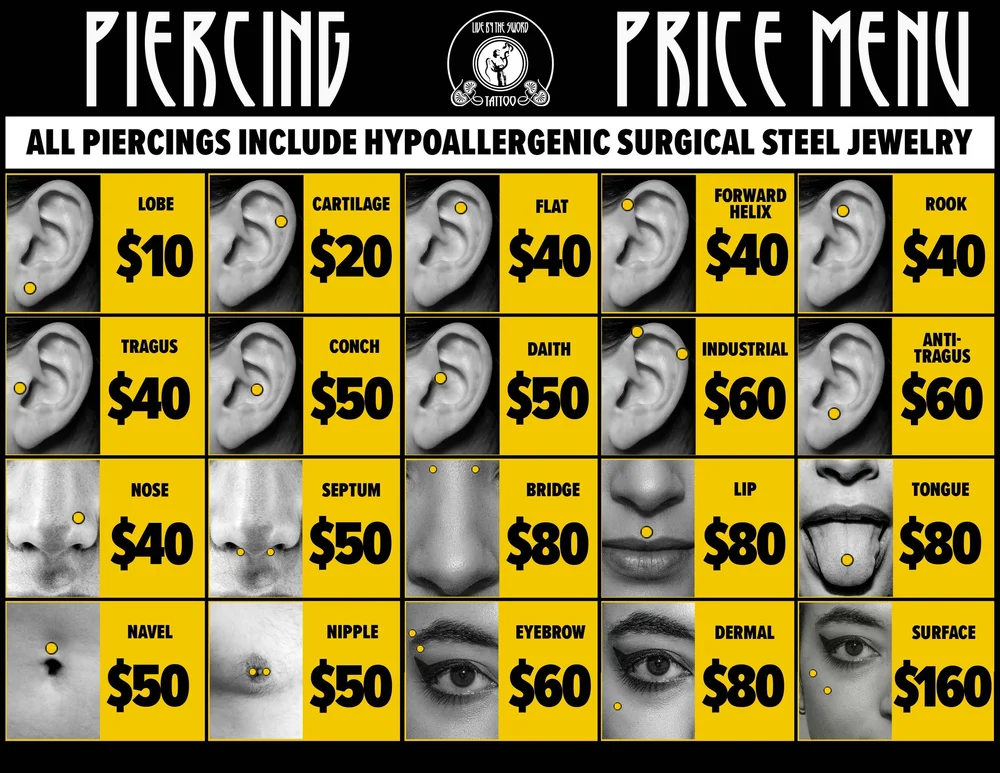 Piercing Pagoda Belly Button Piercing Prices www.livebytheswordtattoo.com