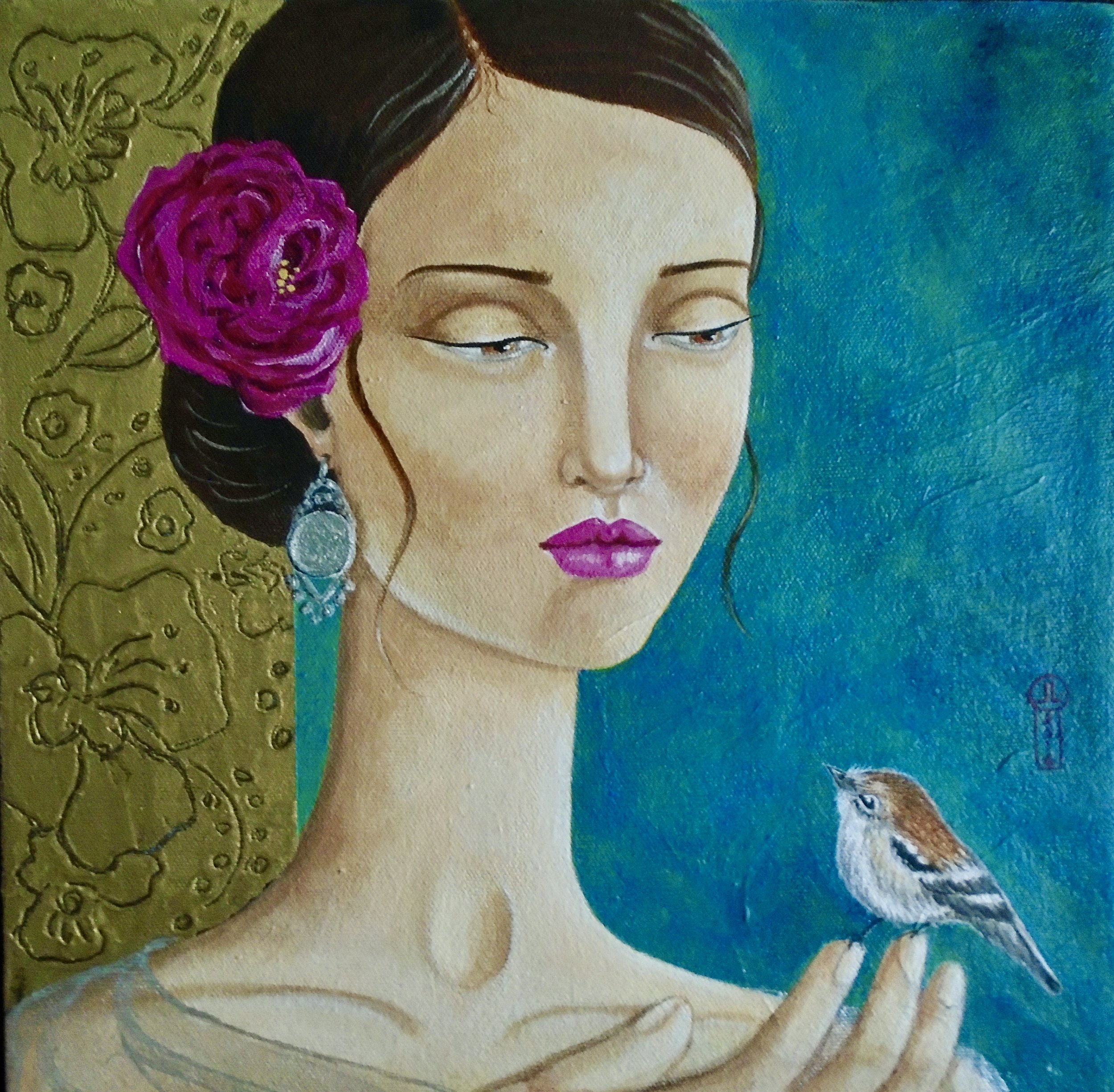 "Girl with Bird"