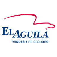 Logotipo de La Aguja, compañía de seguros, con una aguja de coser estilizada encima del texto