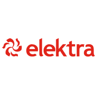 Logotipo de Elektra en color rojo sobre fondo negro.