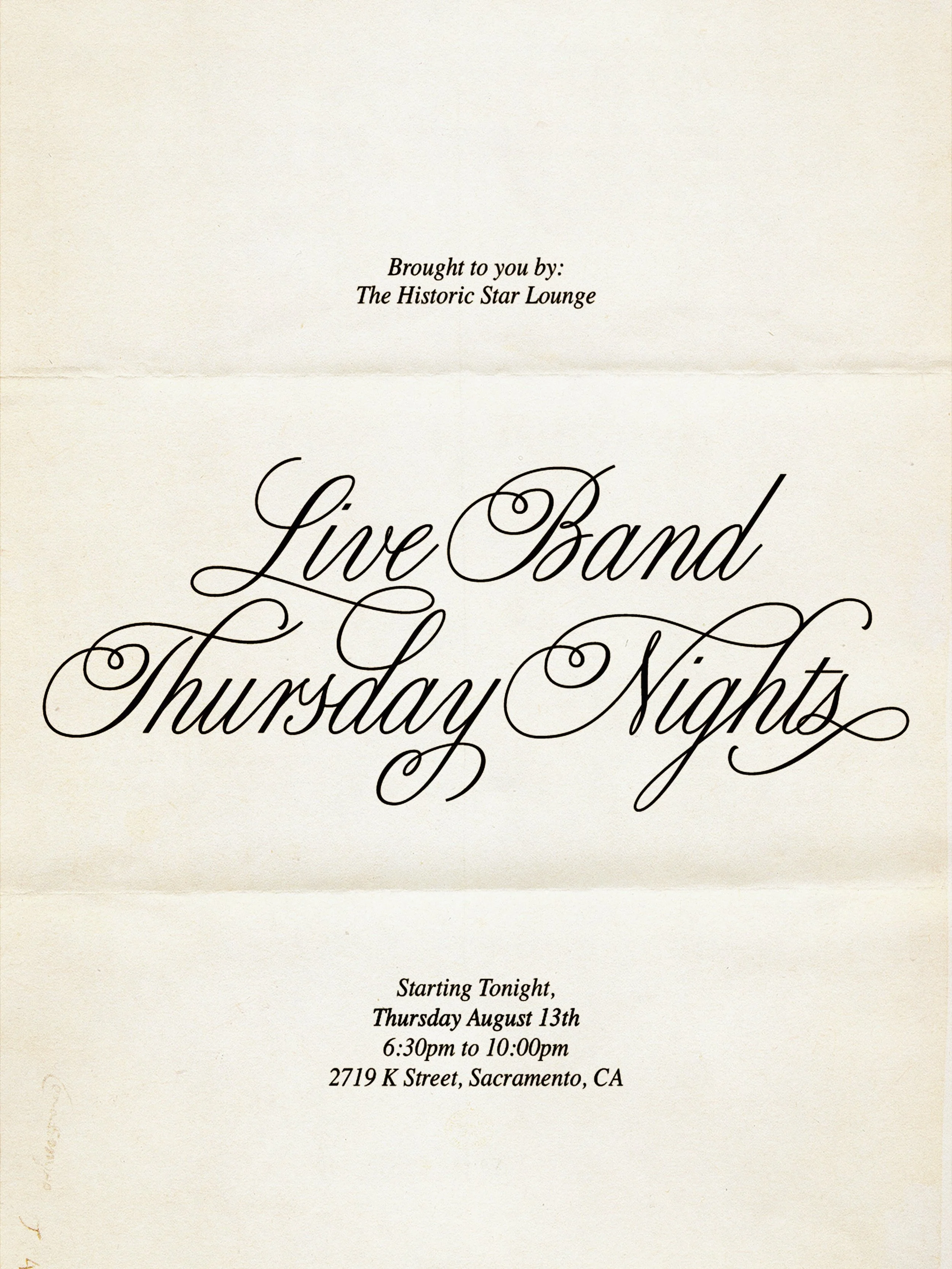 Starting tonight, a new addition to our live music program.

We will have a live jazz brass band performing in the dining room every Thursday night. Music starts at 6:30 and will go until we close at 10:00.

Think of Tuesdays as a relaxed serenade th