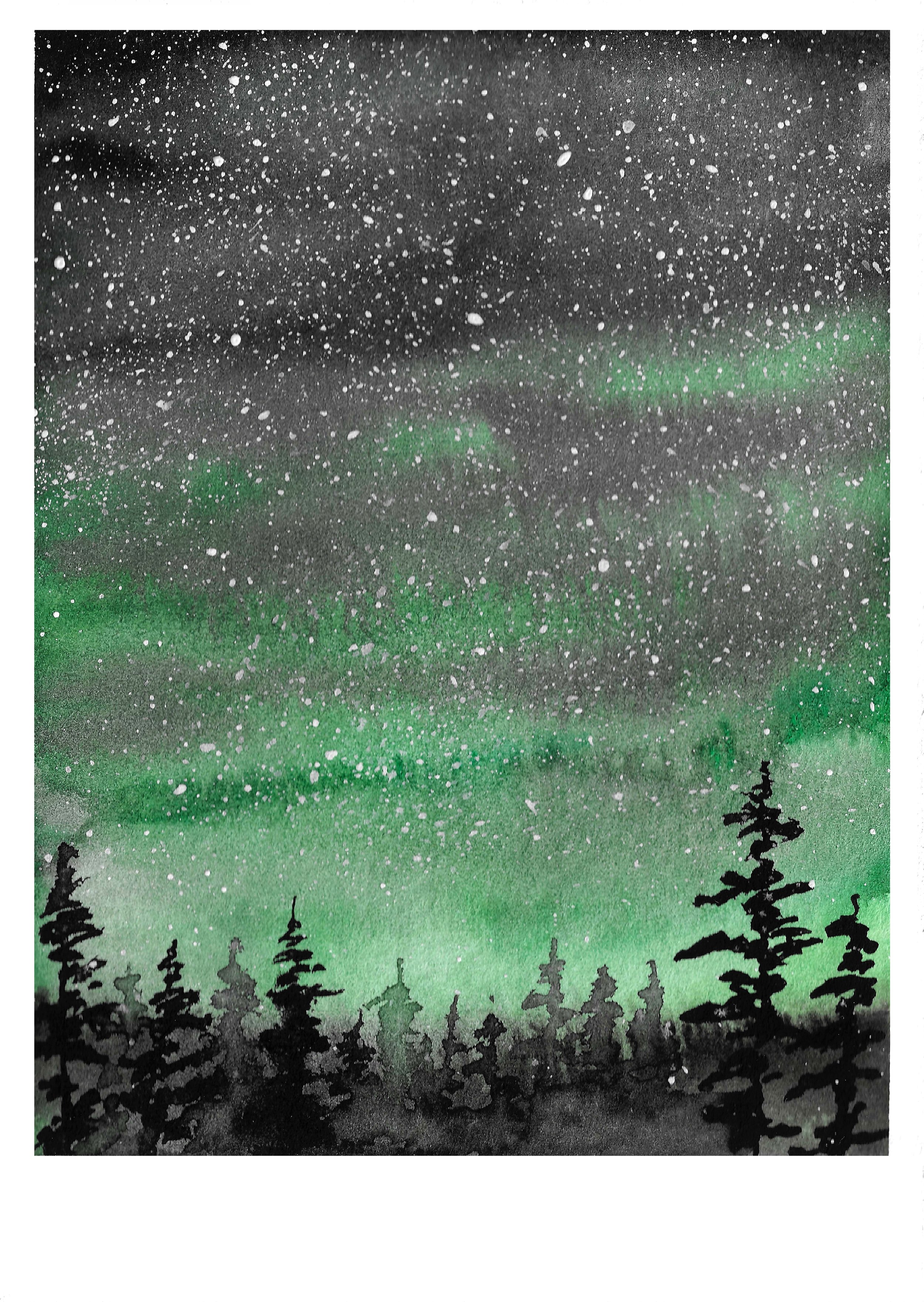 Watercolour skyscape polaroid print