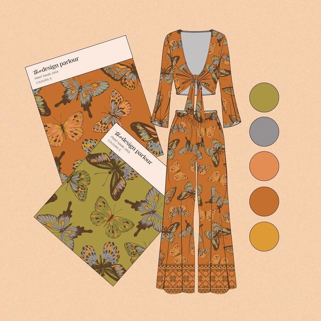 The gorgeous Aria print is available now to shop in my Exclusive Online Print Shop 🦋 I loved illustrating these butterfly motifs and I&rsquo;m glad I decided to pop in an additional border print, I think it really gives that summer boho look 🥰
.
Sh