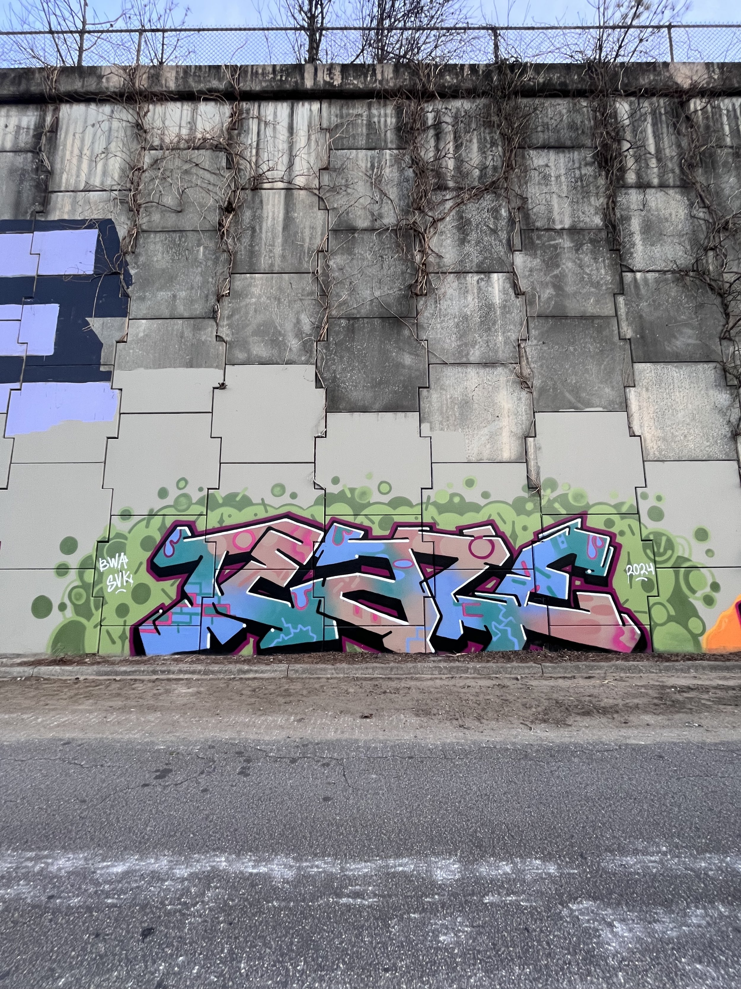 Personal graffiti project- aerosol spray paint on raw concrete