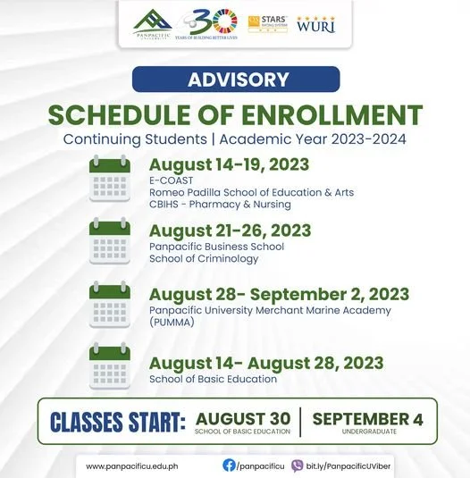 ENROLLMENT SCHEDULE