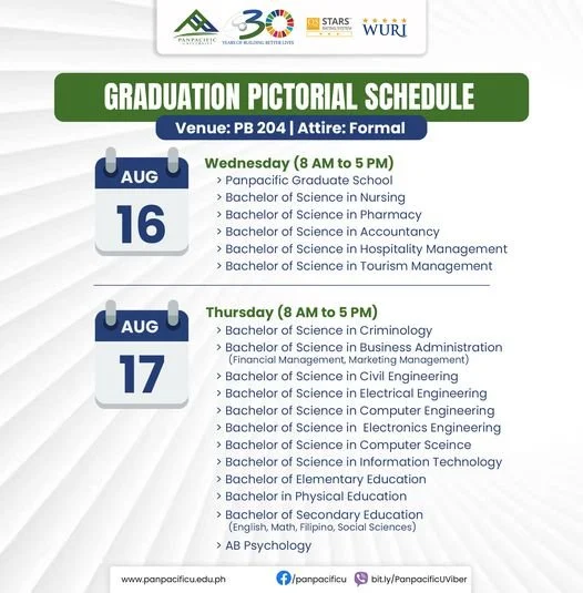 GRADUATION PICTORIAL SCHEDULE