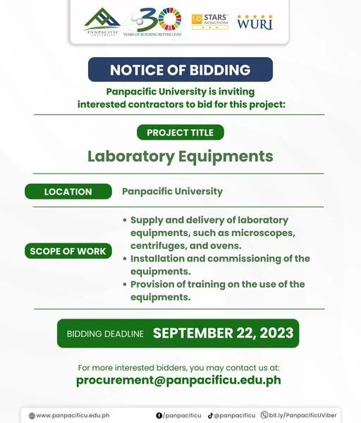 [NOTICE OF BIDDING] Laboratory Equipments