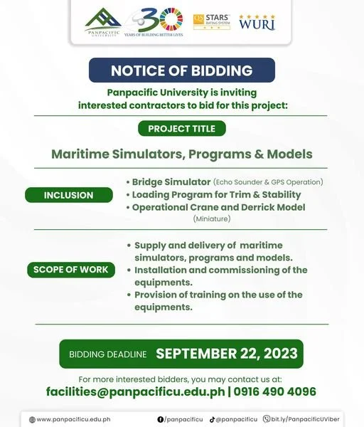 [NOTICE OF BIDDING] Maritime Simulators, Programs &amp; Models