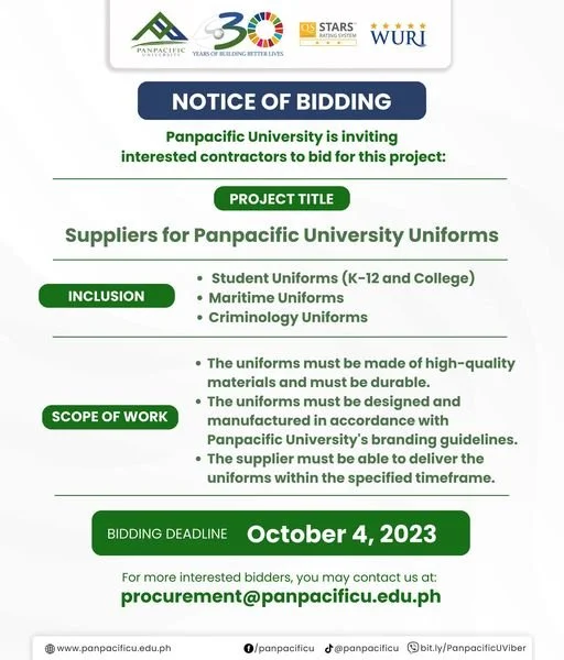 [NOTICE OF BIDDING]Suppliers of Panpacific Uniforms