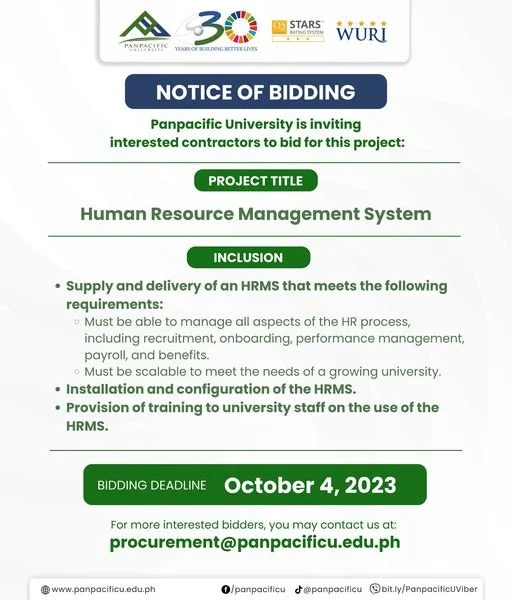 [NOTICE OF BIDDING] Human Resource Management System