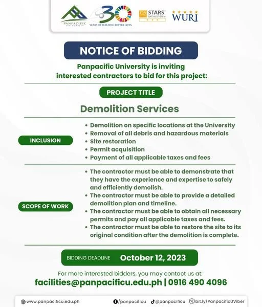 [NOTICE OF BIDDING] Demolition Services