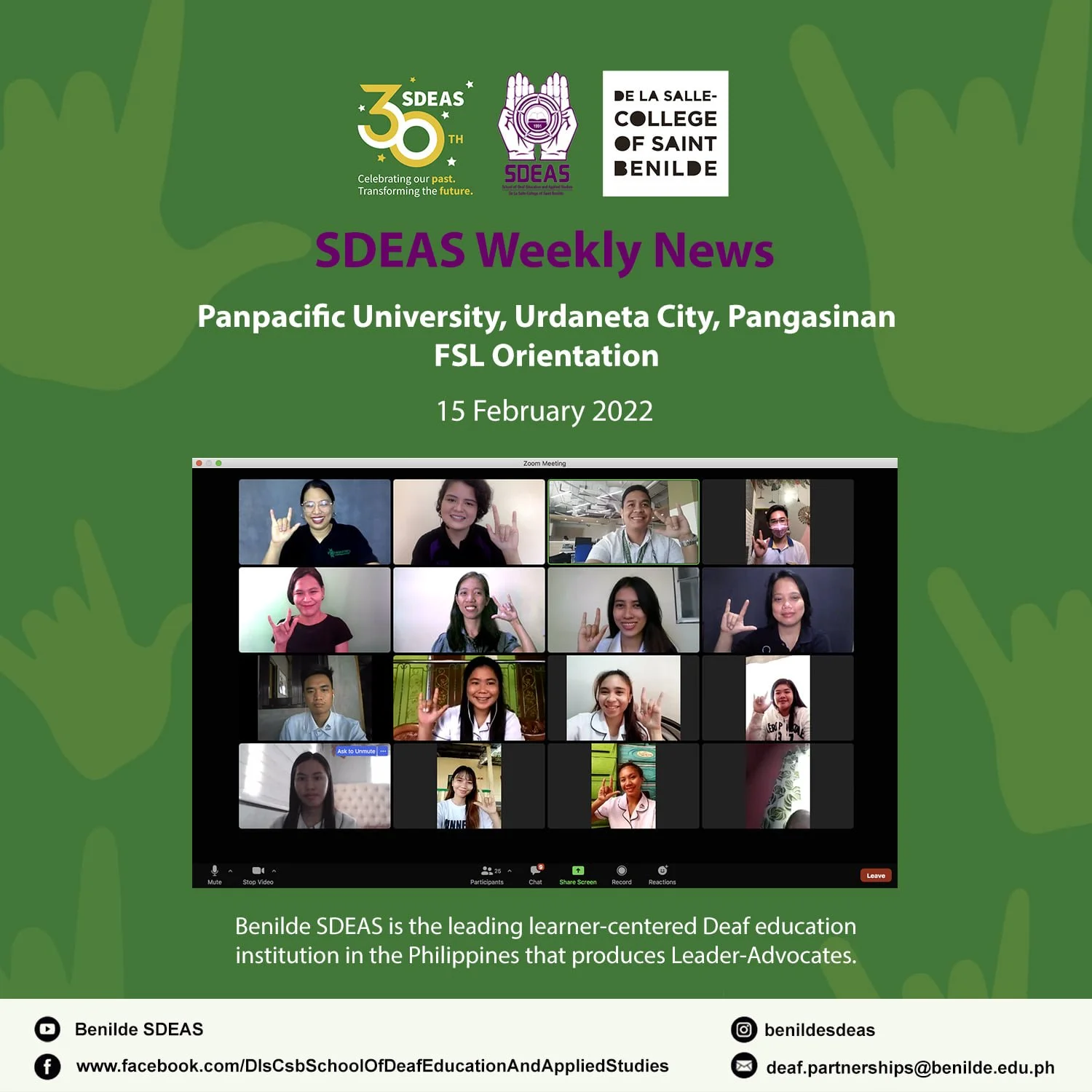 Panpacific University FSL and Deaf Awareness Orientation partnered with Benilde SDEAS