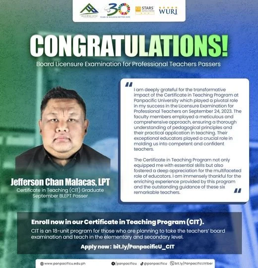 CONGRATULATIONS! PROFESSIONAL TEACHER PASSERS