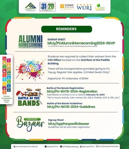 [FOUNDATION WEEK] [ALUMNI HOMECOMING] [8TH HAPPY RUN AND RIDE] [PANPACIFIC BAZAAR]