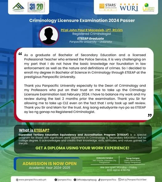 [ETEEAP][CRIMINOLOGY] [CLE 2024] [PASSERS]