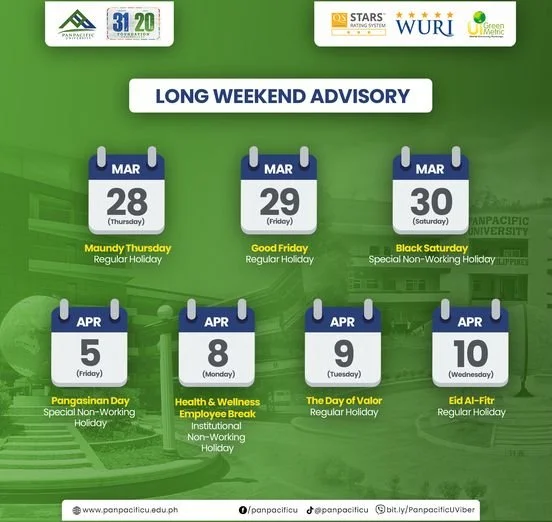 [ADVISORY] [HOLY WEEK] [LONG WEEKEND]