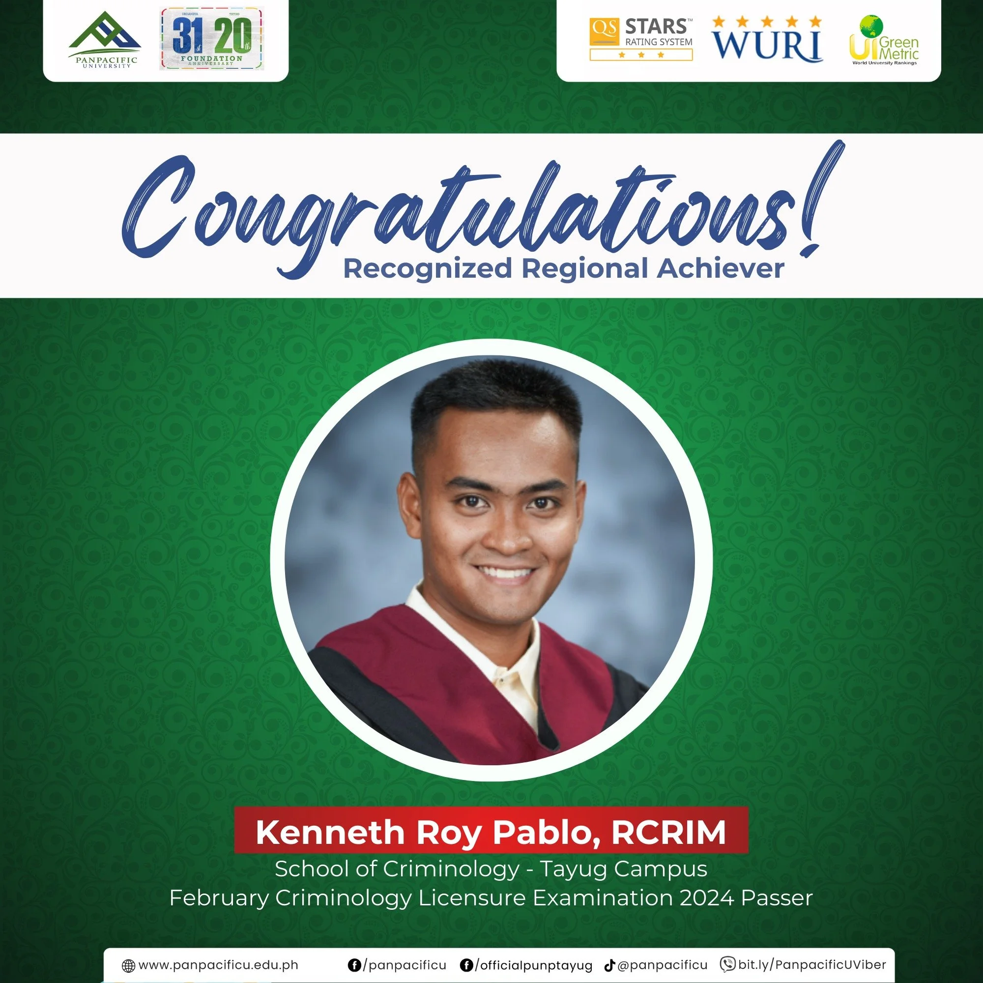 [CRIMINOLOGY LICENSURE EXAMINATION PASSER] [RECOGNIZED ACHIEVER]