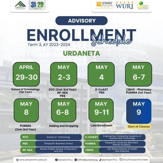 [ADVISORY] [ENROLLMENT SCHEDULE]