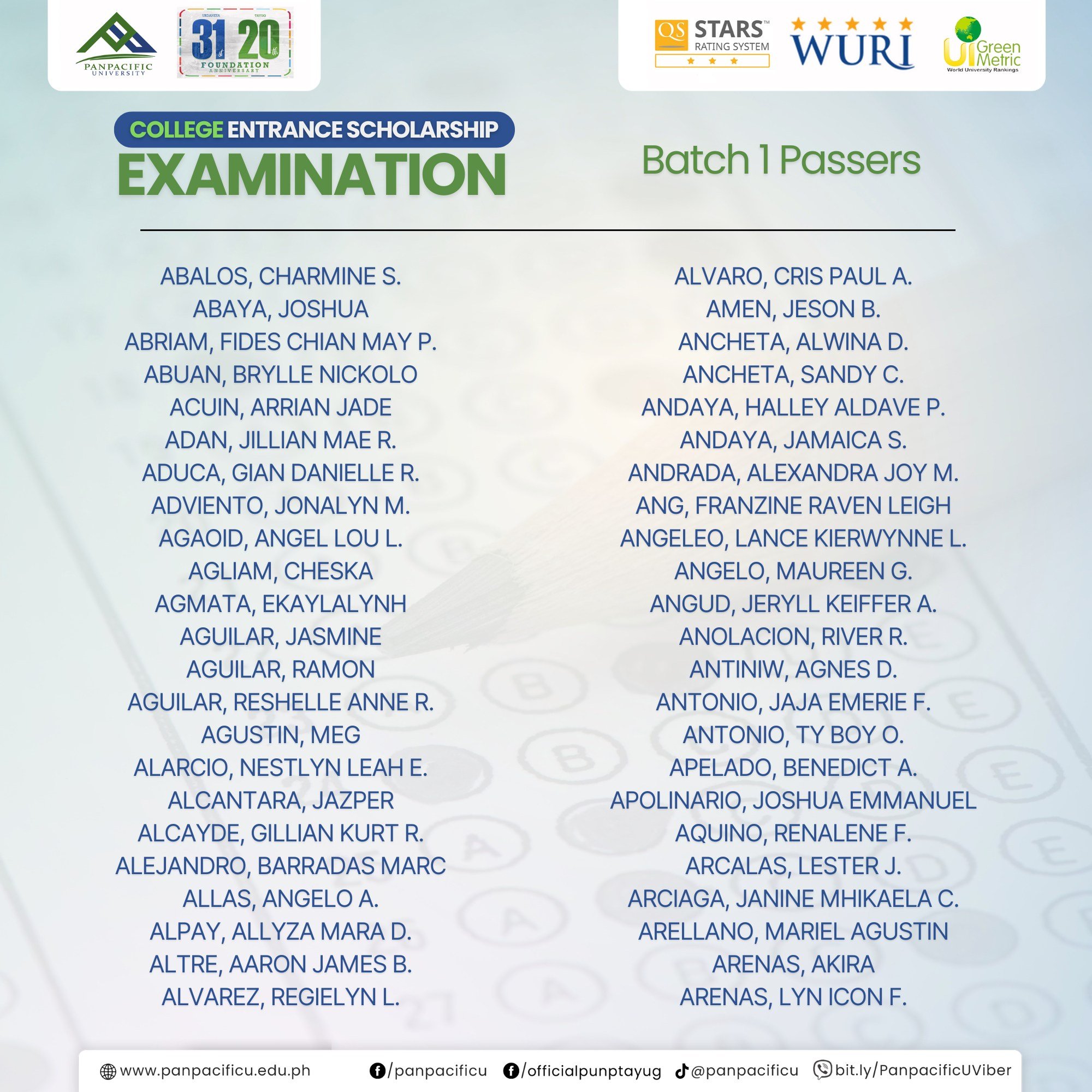 [AY 2024-2025 Entrance Scholarship Examination]