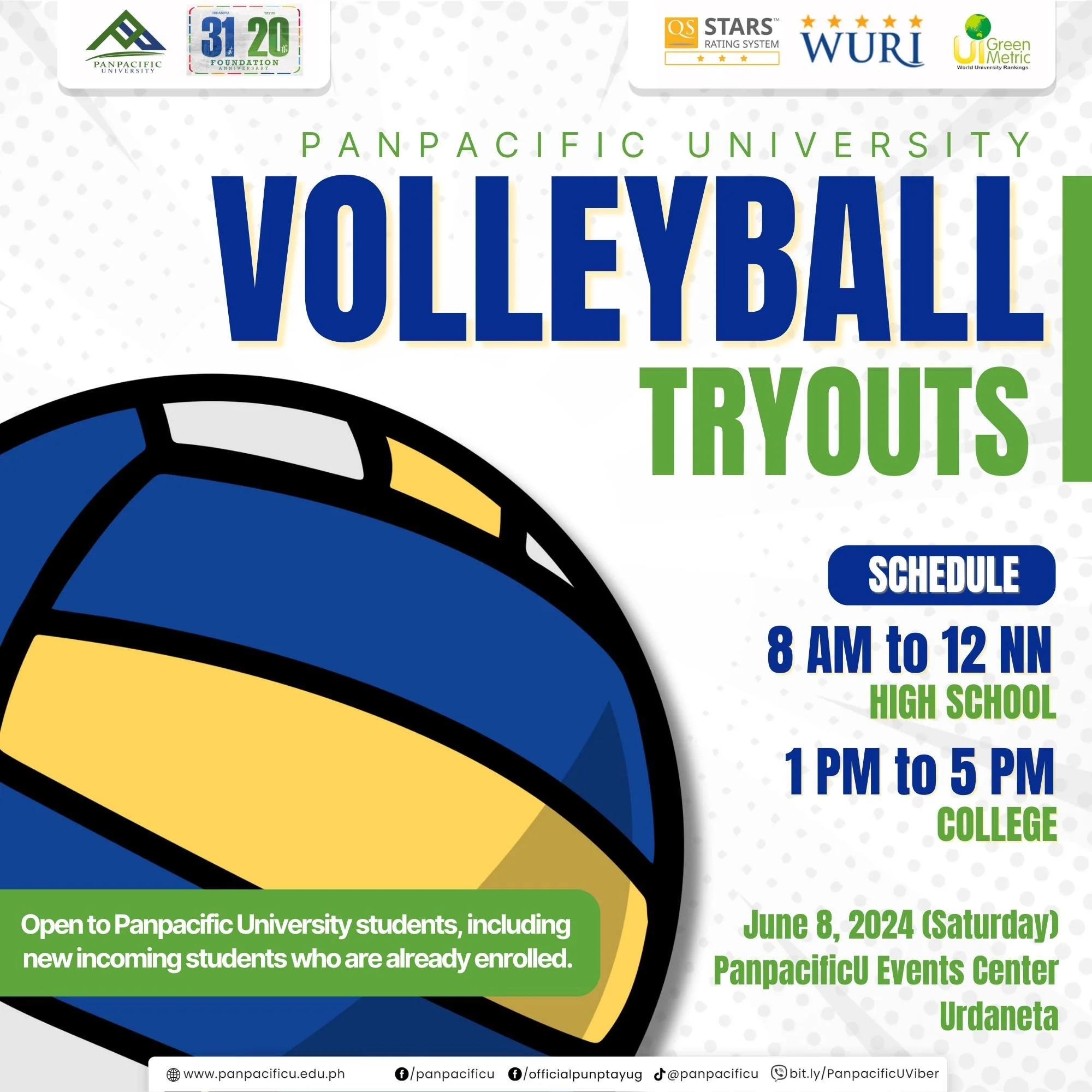 PANPACIFIC UNIVERSITY HOSTS VOLLEYBALL TRYOUTS