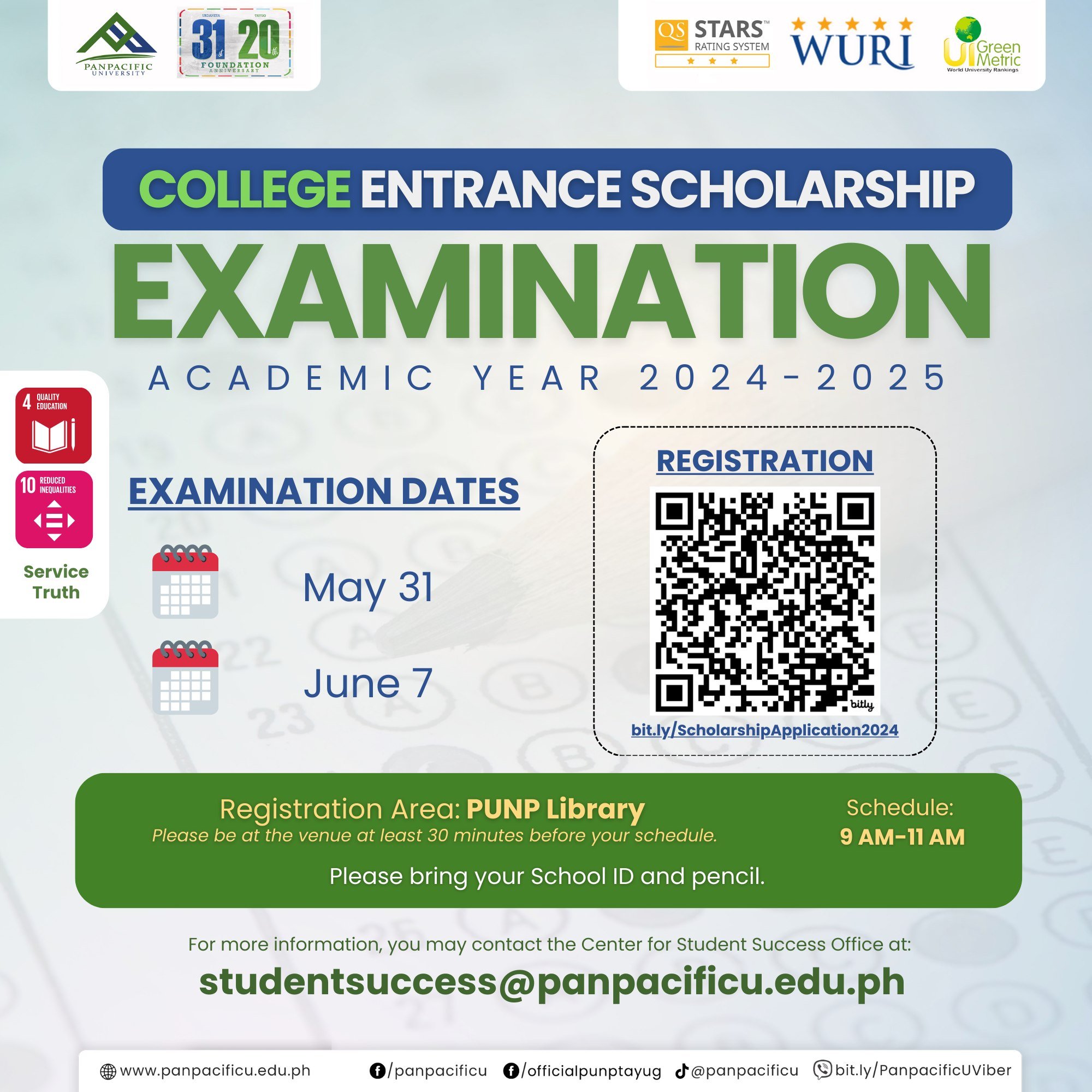 [COLLEGE] [ENTRANCE SCHOLARSHIP EXAMINATION] [TAYUG CAMPUS]