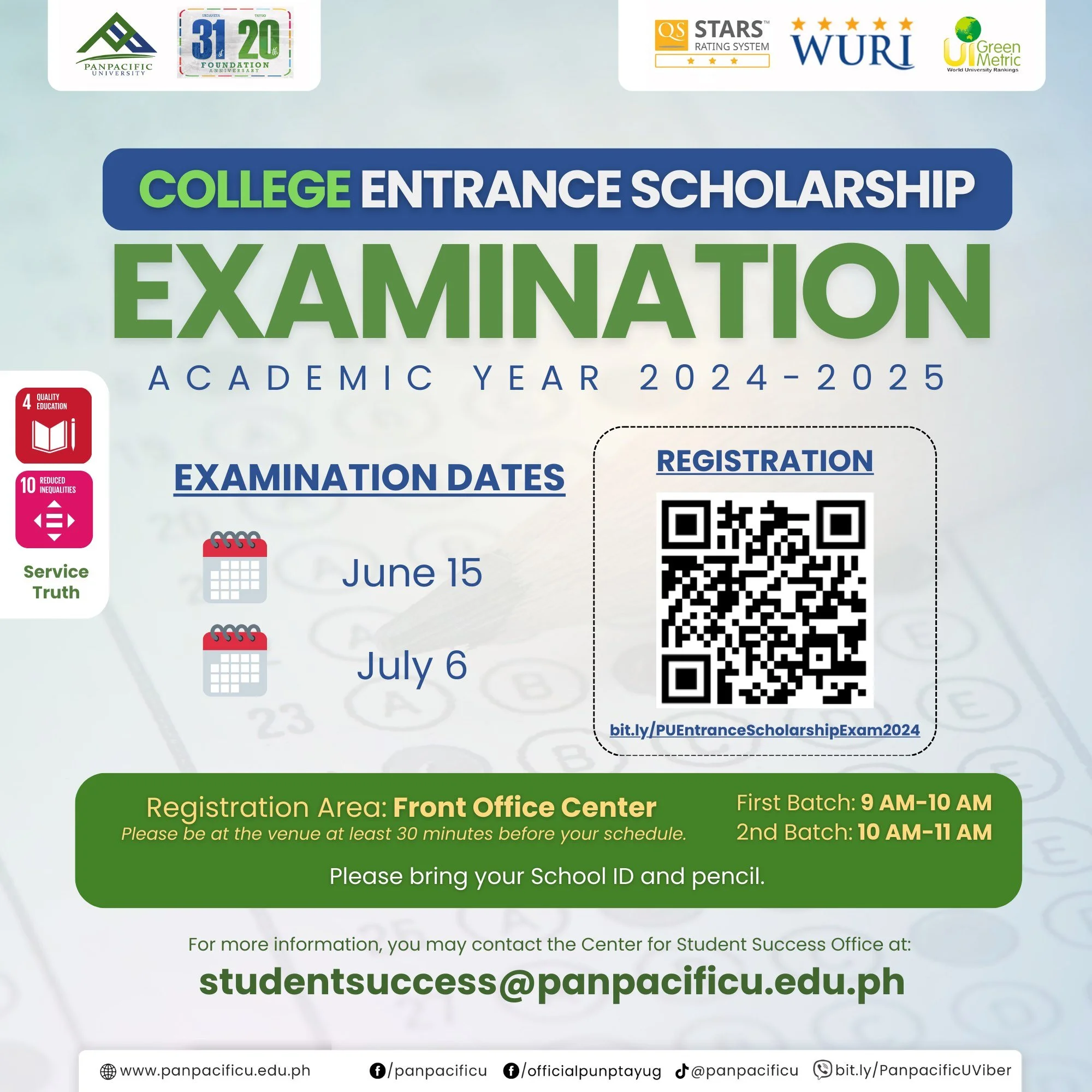 [COLLEGE] [ENTRANCE SCHOLARSHIP EXAMINATION] [URDANETA CAMPUS]