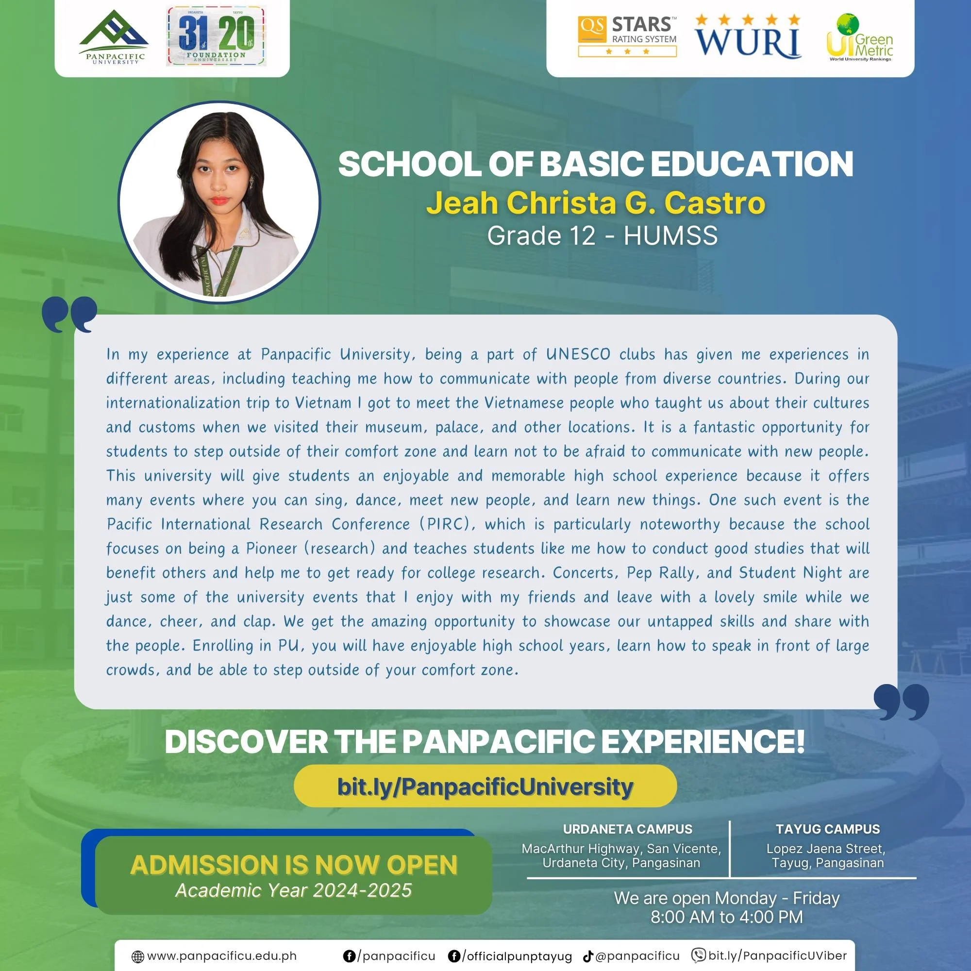 [SCHOOL OF BASIC EDUCATION] [HUMSS]