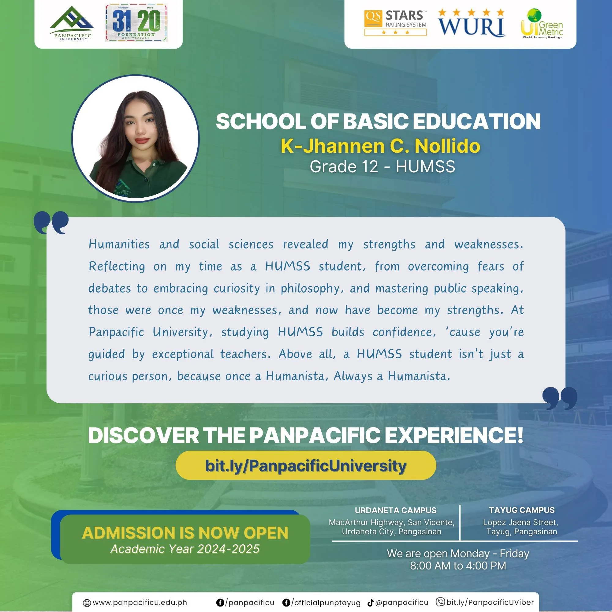[SCHOOL OF BASIC EDUCATION] [HUMSS]