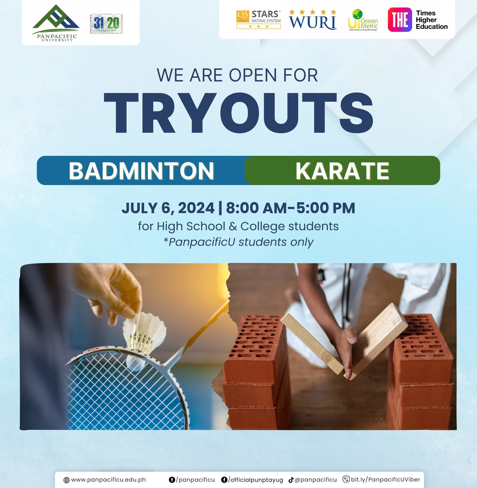 [BADMINTON AND KARATE TRYOUTS]