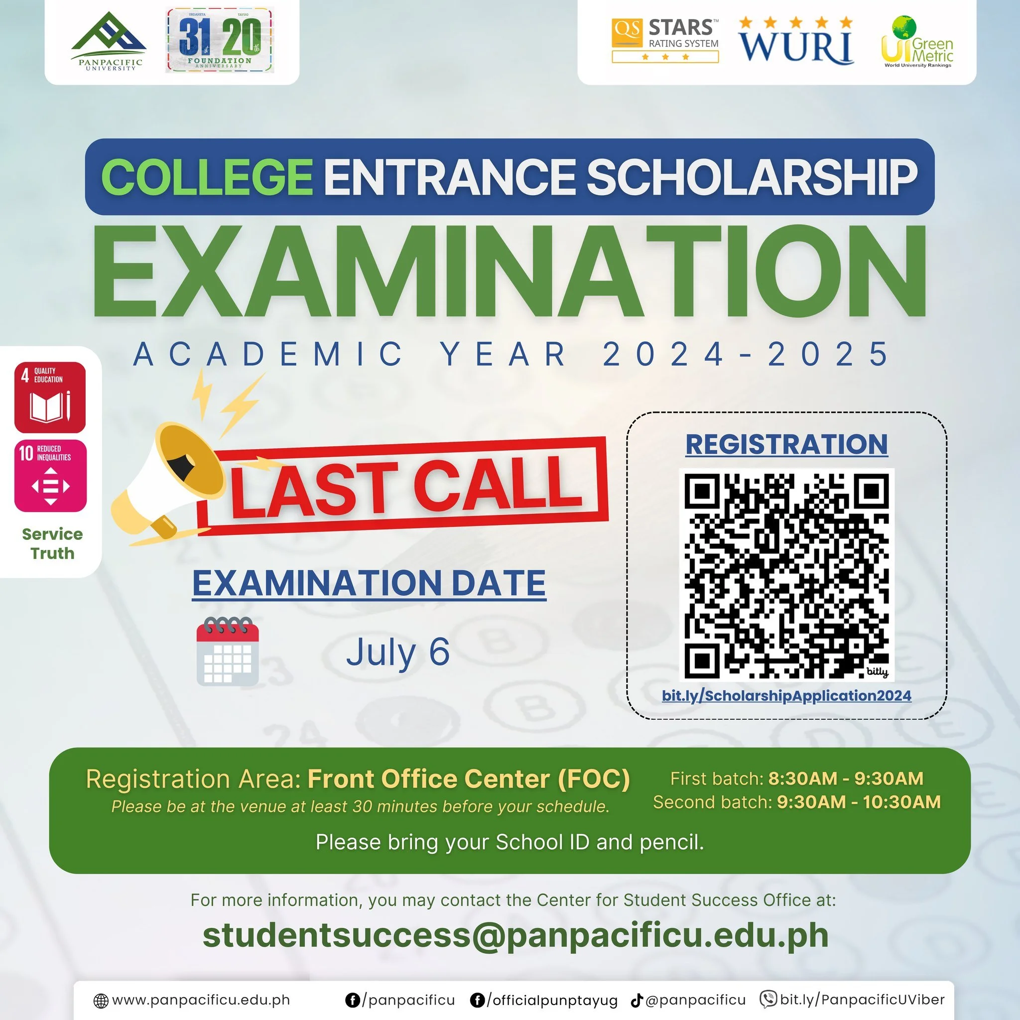 [COLLEGE] [ENTRANCE SCHOLARSHIP EXAMINATION] [URDANETA CAMPUS]