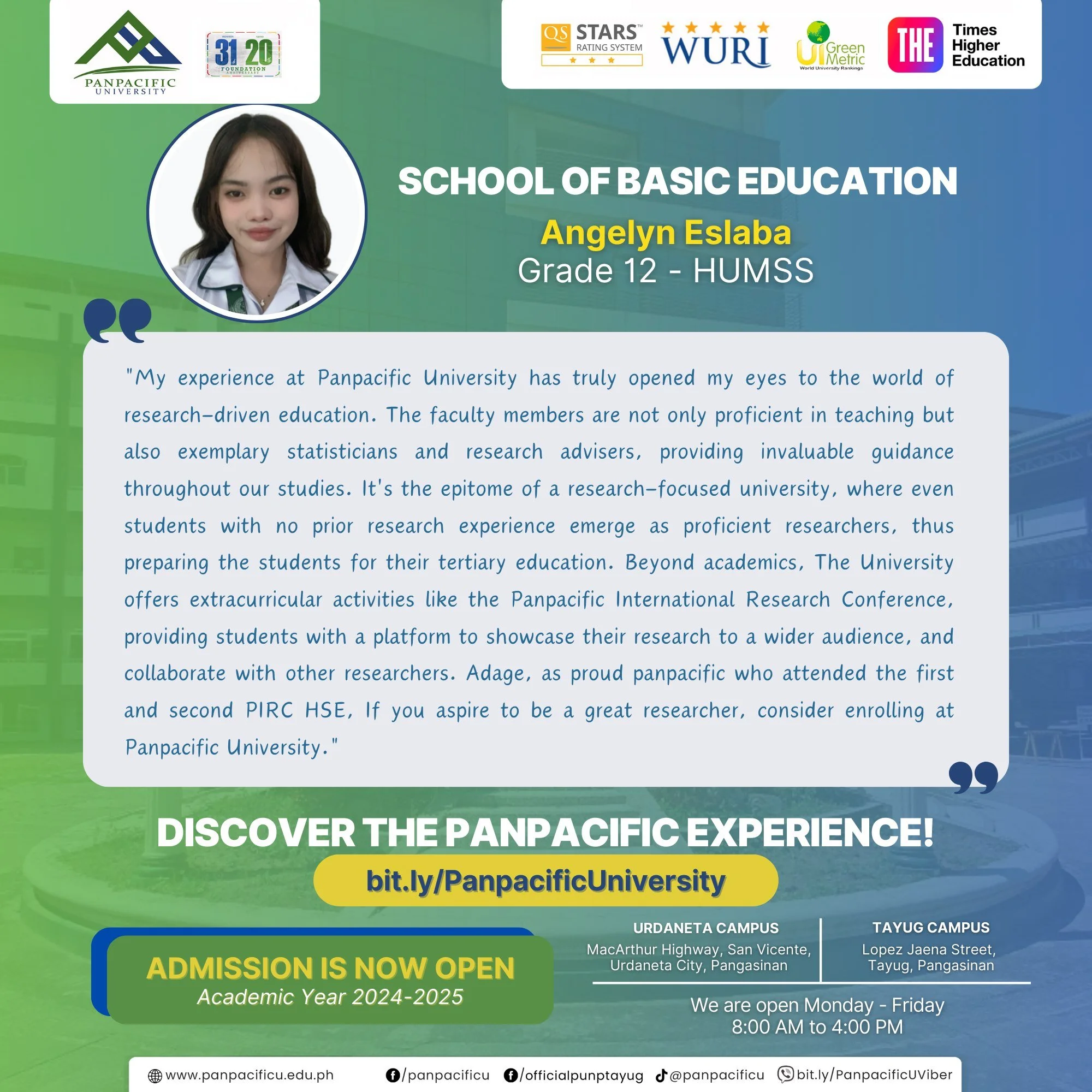 [SCHOOL OF BASIC EDUCATION] [HUMSS]