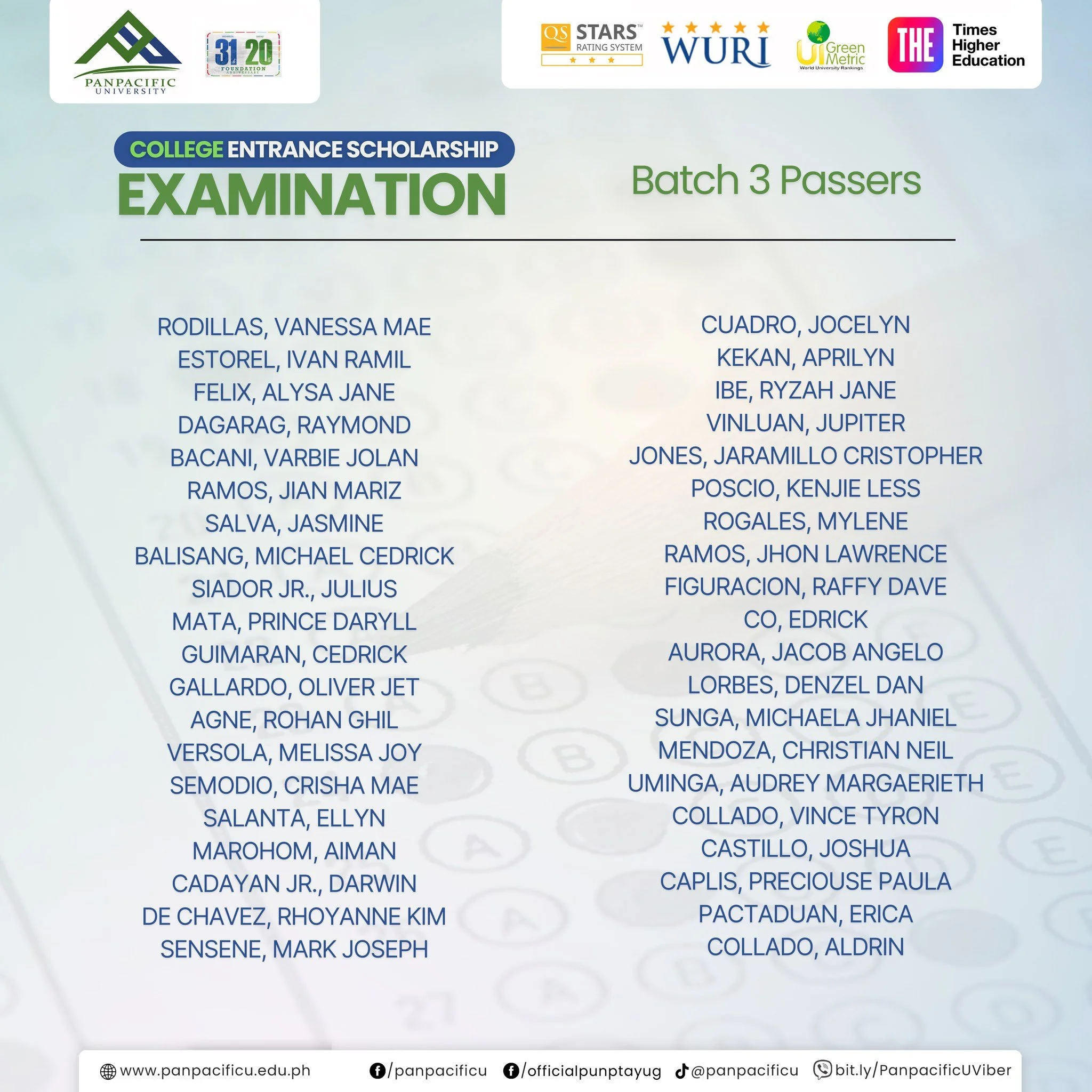 JUST IN: Batch 3 Release of results for AY 2024-2025 Entrance