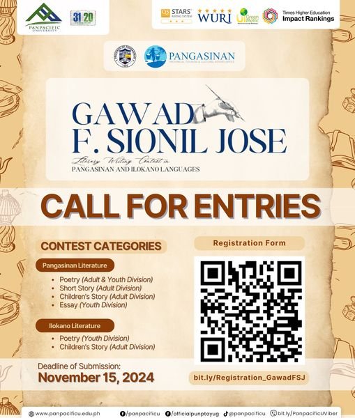 [PANPACIFIC LANGUAGE CENTER] [GAWAD F. SIONIL JOSE  LITERARY CONTEST]