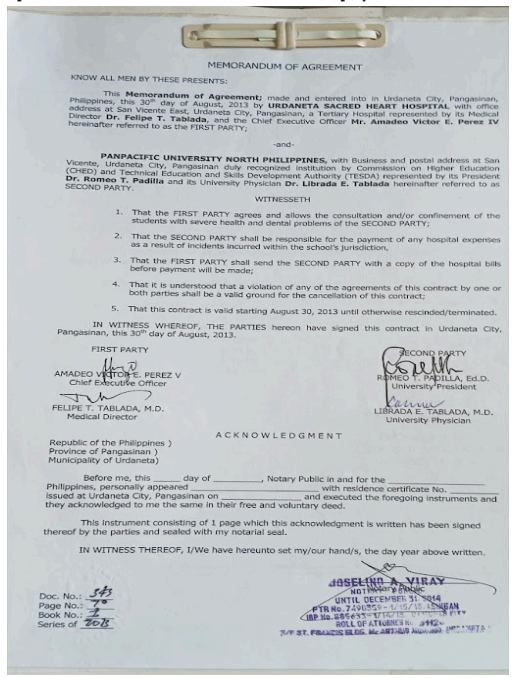 Urdaneta Sacred Hospital is a New Partner for the Health of Panpacifics
