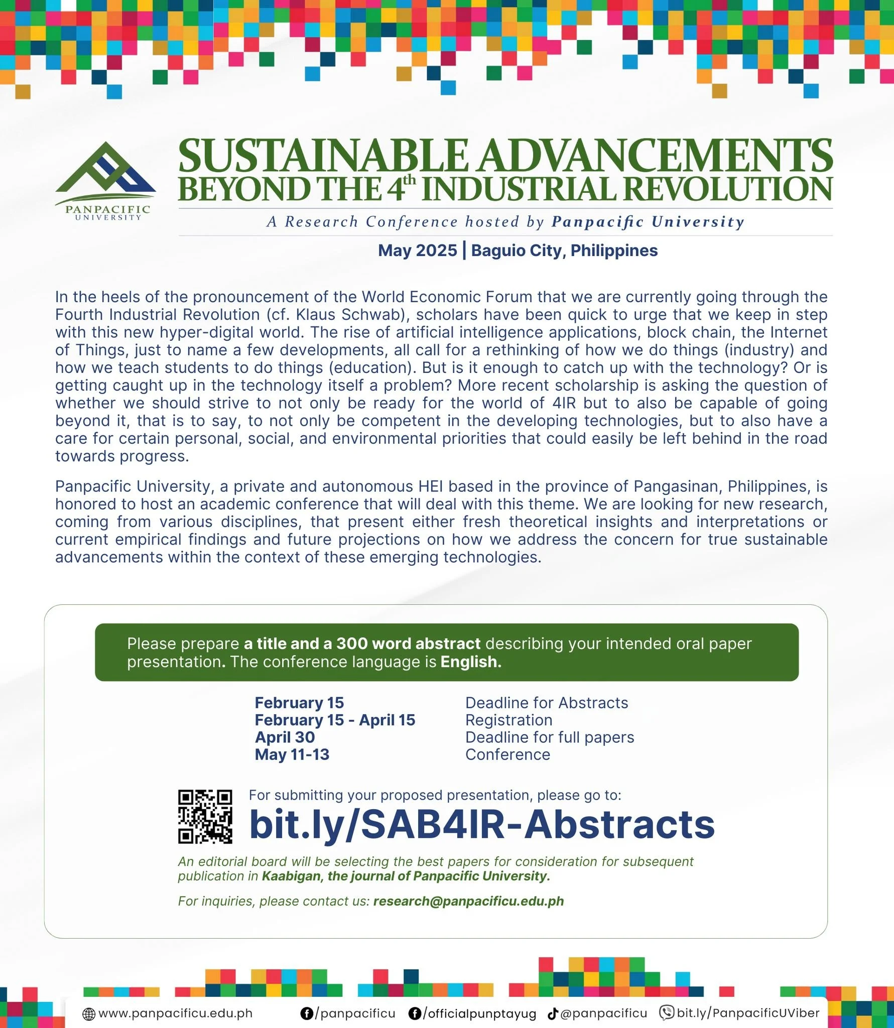 [SAB4IR] [CALL FOR ABSTRACTS]