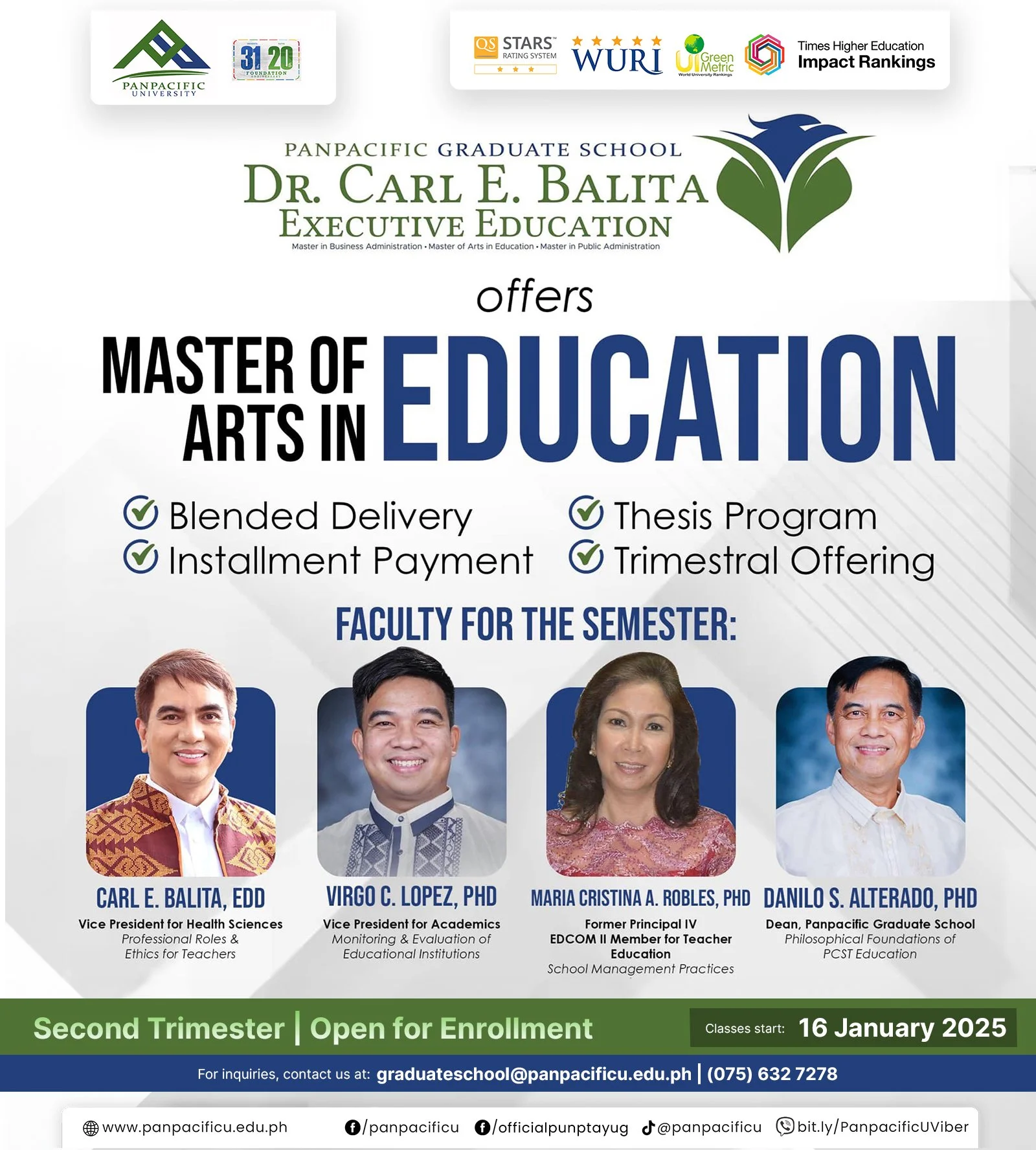 [PANPACIFIC GRADUATE SCHOOL] [CARL BALITA EXECUTIVE EDUCATION] [MAED]