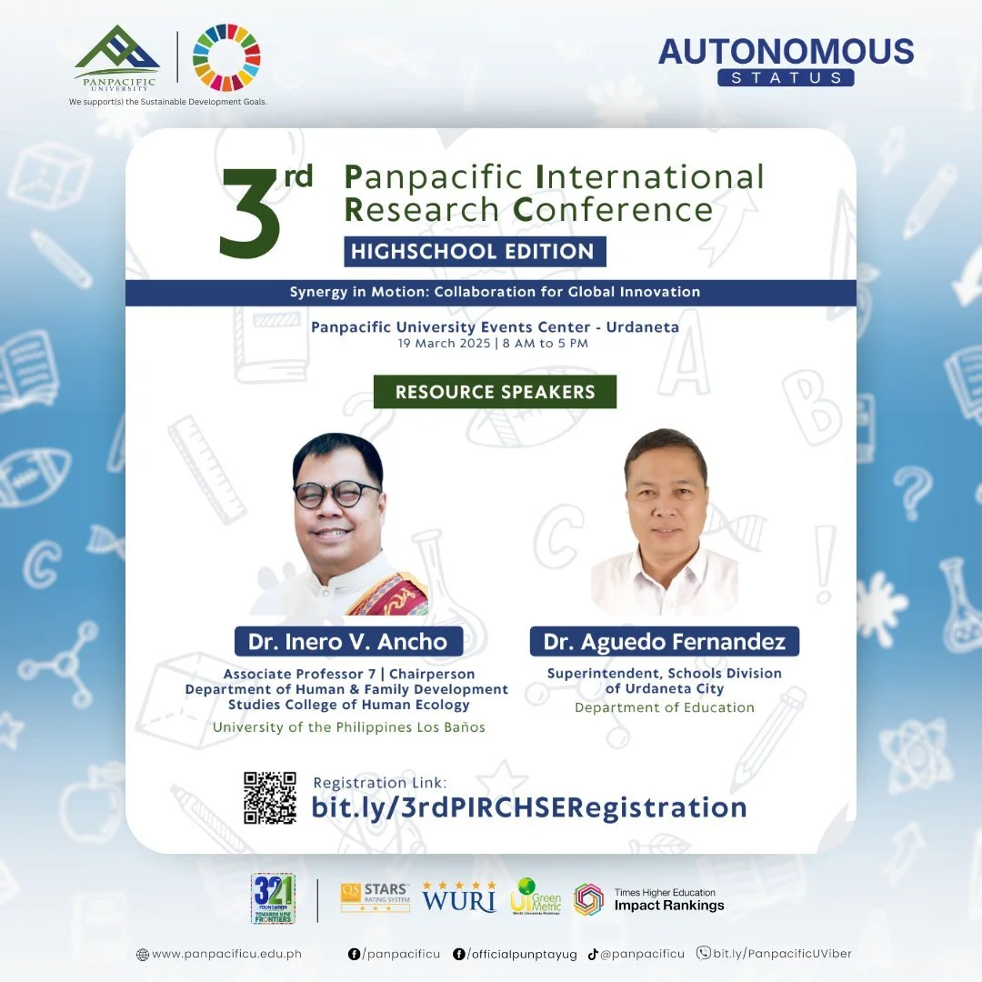[3RD PANPACIFIC INTERNATIONAL RESEARCH CONFERENCE] [ HIGH SCHOOL EDITION]