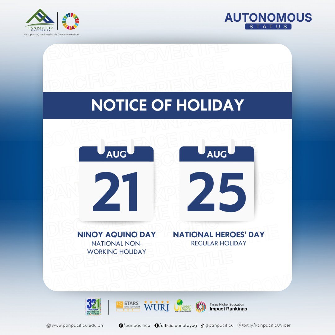 [NOTICE OF HOLIDAY]