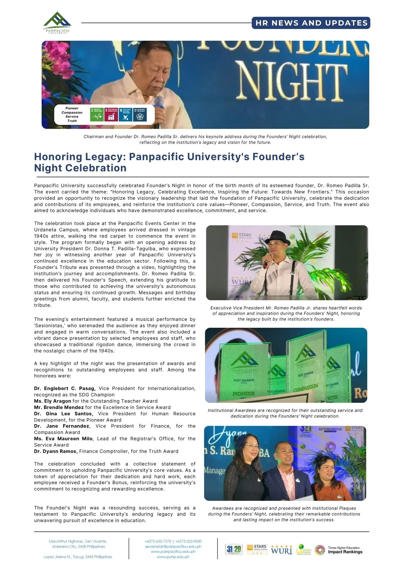 Honoring Legacy: Panpacific University’s Founder’s Night Celebration